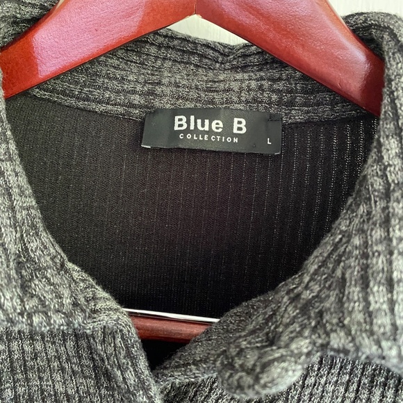 BLUE B. Women's Button Down Shirt Jacket Shacket Long Sleeve Pockets Gray Sz L - Picture 2 of 8